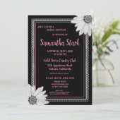 Vrijgezellenfeest van zwarte en witte Floral Kaart (Staand voorkant)