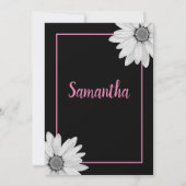 Vrijgezellenfeest van zwarte en witte Floral Kaart (Achterkant)