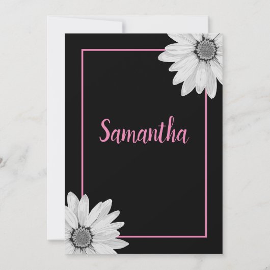 Vrijgezellenfeest van zwarte en witte Floral Kaart (Achterkant)