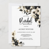 Vrijgezellenfeest van zwarte en witte Floral Kaart (Voorkant)