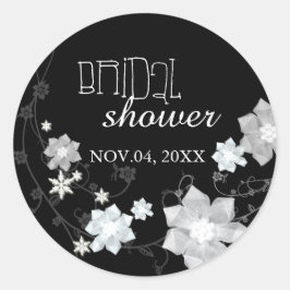 Vrijgezellenfeest van zwarte en witte Floral Ronde Sticker