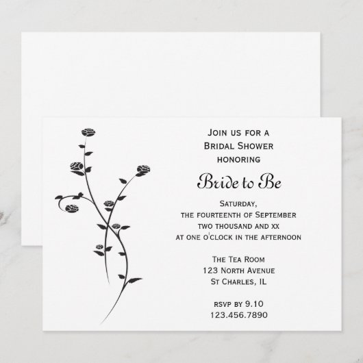 Vrijgezellenfeest van zwarte en witte rozen kaart (Voorkant / Achterkant)