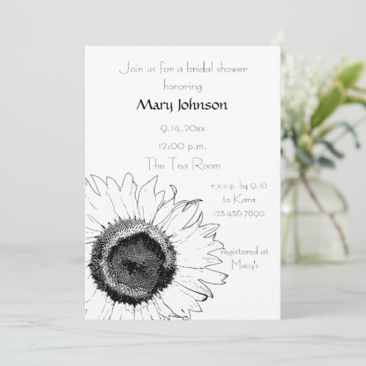 Vrijgezellenfeest van zwarte en witte zonnebloemen kaart (Staand voorkant)