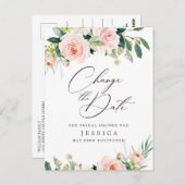 Vrijgezellenfeest Verander de datum Blush Pink Flo Briefkaart (Voorkant / Achterkant)