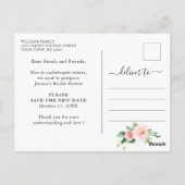 Vrijgezellenfeest Verander de datum Blush Pink Flo Briefkaart (Achterkant)