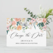 Vrijgezellenfeest Verander de datum Blush Pink Flo Kaart (Staand voorkant)