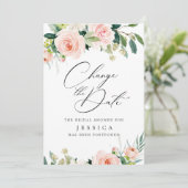 Vrijgezellenfeest Verander de datum Blush Pink Flo Kaart (Staand voorkant)