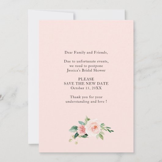 Vrijgezellenfeest Verander de datum Blush Pink Flo Kaart (Achterkant)