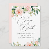 Vrijgezellenfeest Verander de datum Blush Pink Flo Kaart (Voorkant / Achterkant)