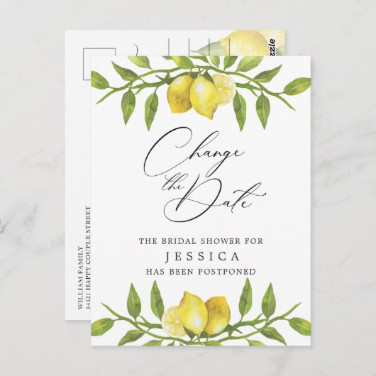 Vrijgezellenfeest Verander de datum Lemons groen Briefkaart (Voorkant / Achterkant)