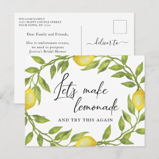 Vrijgezellenfeest Verander de datum Lemons groen Briefkaart (Voorkant / Achterkant)