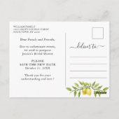 Vrijgezellenfeest Verander de datum Lemons groen Briefkaart (Achterkant)