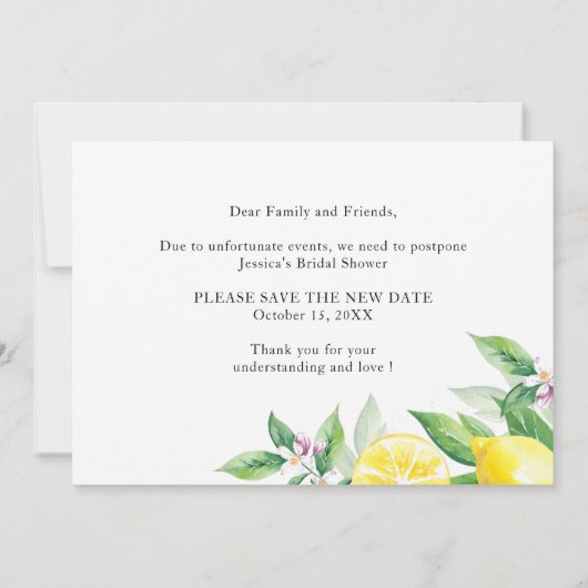 Vrijgezellenfeest Verander de datum Lemons groen Kaart (Achterkant)