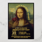 Vrijgezellenfeest Verf en Sip Folie Uitnodiging (Voorkant)