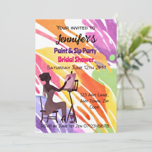 Vrijgezellenfeest verf en sip party kaart (Staand voorkant)