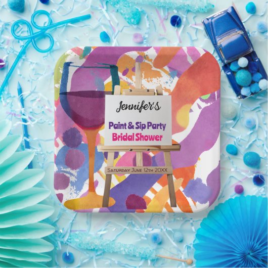 Vrijgezellenfeest verf en sip party papieren bordje (Feest)