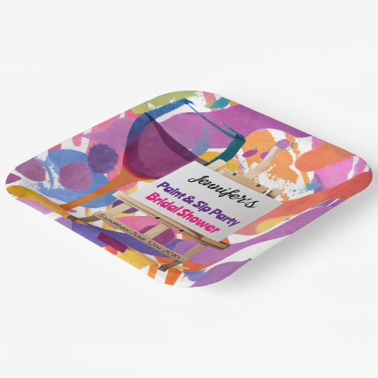 Vrijgezellenfeest verf en sip party papieren bordje (Gebogen)