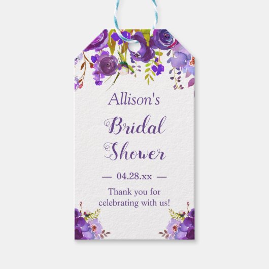 Vrijgezellenfeest Violet Paars Floral Favor Dank j Cadeaulabel (Voorkant)