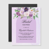 Vrijgezellenfeest violet paarse bloemboog luxe magnetische uitnodiging (Voorkant / Achterkant)