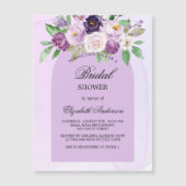 Vrijgezellenfeest violet paarse bloemboog luxe magnetische uitnodiging (Voorkant)