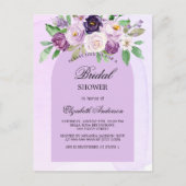 Vrijgezellenfeest violet paarse bloemboog uitnodiging briefkaart (Voorkant)