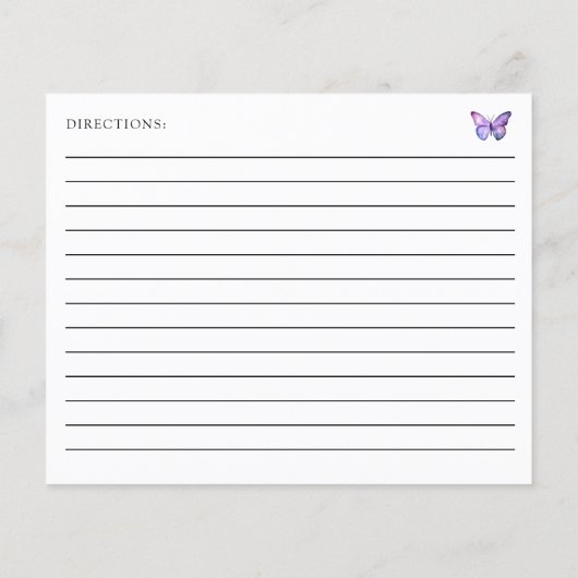 Vrijgezellenfeest Vlinder Recept Kaart Paarse Scri (Achterkant)