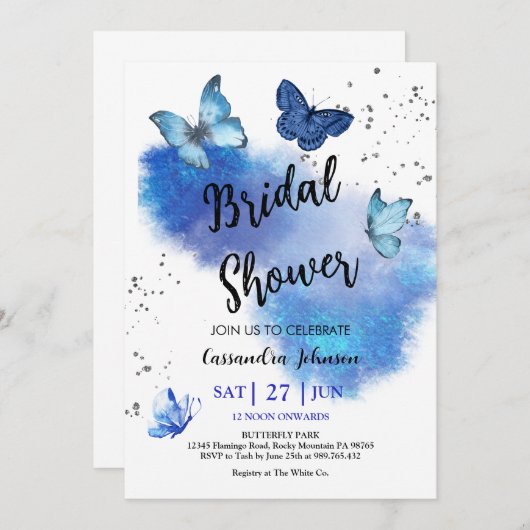 Vrijgezellenfeest vlinder uitnodigen kaart (Voorkant / Achterkant)