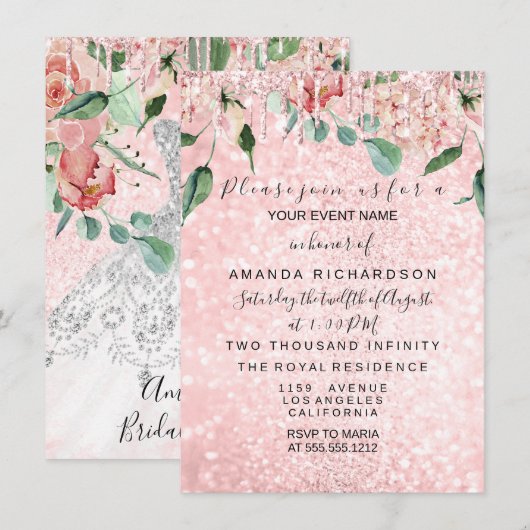 Vrijgezellenfeest Vonk Roos Roze Dress White Grey Kaart (Voorkant / Achterkant)