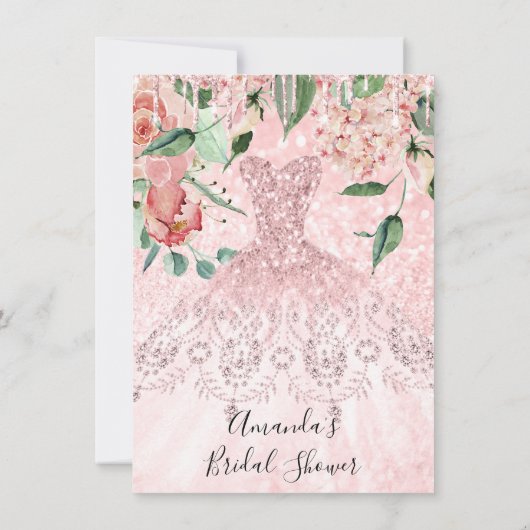 Vrijgezellenfeest Vonk Roos Roze Rose Dress Glitte Kaart (Achterkant)