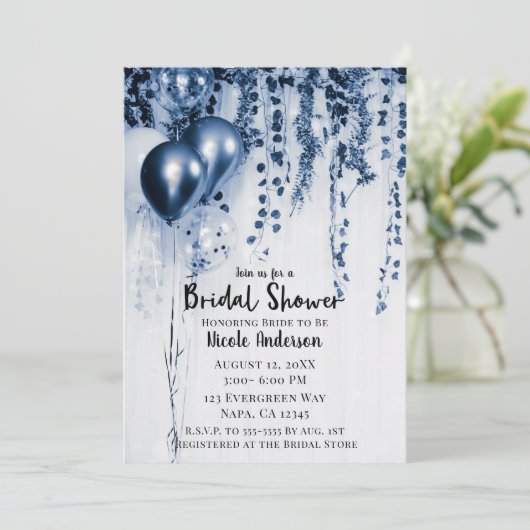 Vrijgezellenfeest voor blauw Metallic Party Balloo Kaart (Staand voorkant)