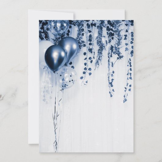 Vrijgezellenfeest voor blauw Metallic Party Balloo Kaart (Achterkant)