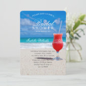 Vrijgezellenfeest voor blauwe oceaan en zandstrand kaart (Staand voorkant)