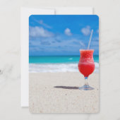 Vrijgezellenfeest voor blauwe oceaan en zandstrand kaart (Achterkant)
