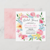 Vrijgezellenfeest voor Bright Summer Pink Floral W Kaart (Voorkant / Achterkant)