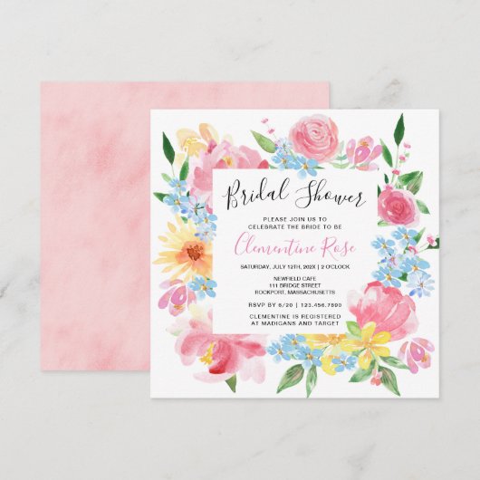 Vrijgezellenfeest voor Bright Summer Pink Floral W Kaart (Voorkant / Achterkant)