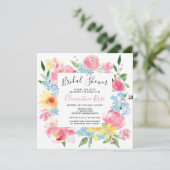 Vrijgezellenfeest voor Bright Summer Pink Floral W Kaart (Staand voorkant)