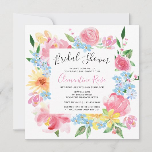 Vrijgezellenfeest voor Bright Summer Pink Floral W Kaart (Voorkant)