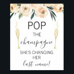 Vrijgezellenfeest voor Cream Floral Glasses Poster<br><div class="desc">Cream Floral Glasses Vrijgezellenfeest Pop Champagne Sign. Zoekt een modern,  eenvoudig maar elegant vrijgezellenfeest bord? Dit ontwerp is voorzien van een bleke brillenglazen bovenaan en twee champagneglazen bovenaan.</div>