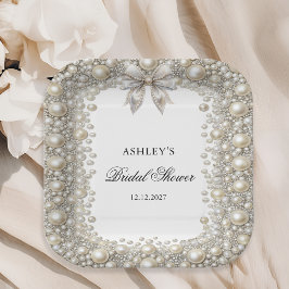 Vrijgezellenfeest voor diamanten en parels papieren bordje