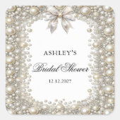 Vrijgezellenfeest voor diamanten en parels vierkante sticker (Voorkant)