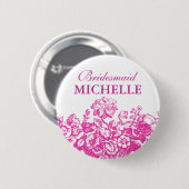 vrijgezellenfeest voor Floral mandje roze Ronde Button 5,7 Cm (Voorkant /achterkant)