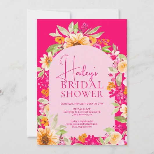 Vrijgezellenfeest voor florale waterverf in Bright Kaart (Voorkant)