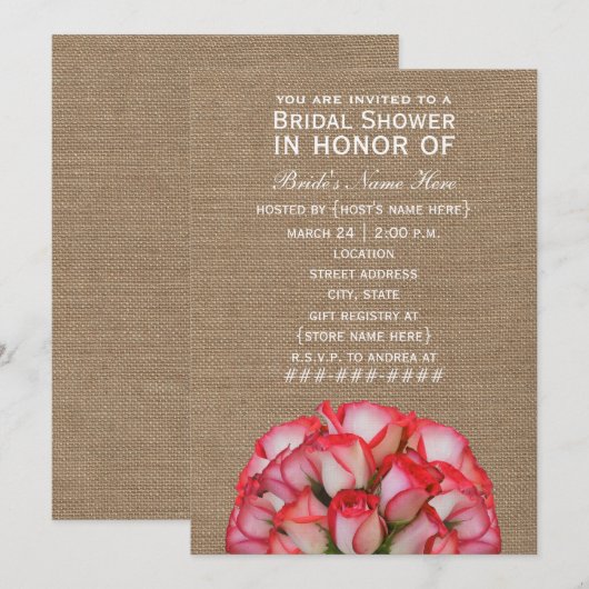 Vrijgezellenfeest voor gebrande roze rozen rozen kaart (Voorkant / Achterkant)