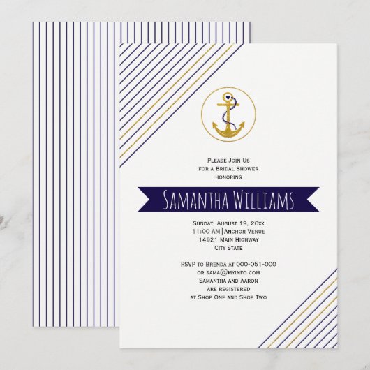 Vrijgezellenfeest voor goudanker tint kaart (Voorkant / Achterkant)