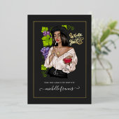 Vrijgezellenfeest voor het testen van witte wijn folie uitnodiging (Staand Voorkant)