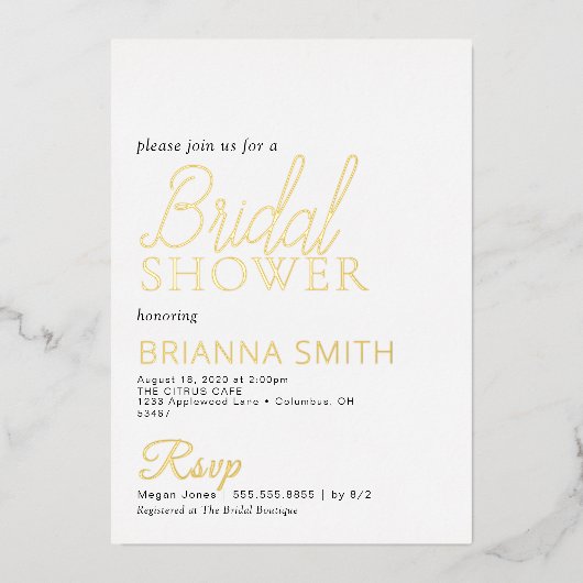 Vrijgezellenfeest voor kalligrafie Echte Folie Folie Uitnodiging (Voorkant)