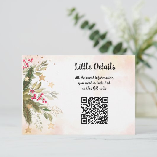 Vrijgezellenfeest voor kerstbruiloft - Details Informatiekaartje (Staand voorkant)