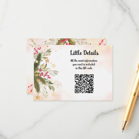 Vrijgezellenfeest voor kerstbruiloft - Details Informatiekaartje (Voorkant / Achterkant in situ)