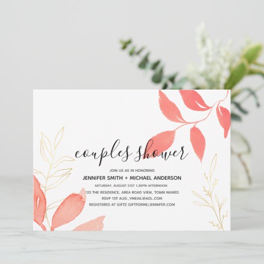 Vrijgezellenfeest voor koraalgoud - Botanische bru Kaart (Staand voorkant)