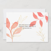 Vrijgezellenfeest voor koraalgoud - Botanische bru Kaart (Achterkant)
